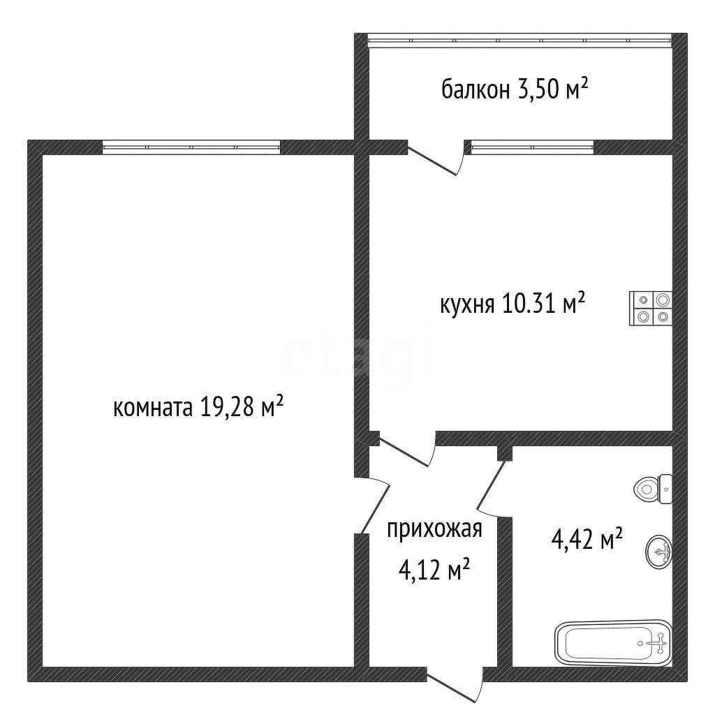 1-к квартира, 37.9м² (проезд Репина, 34) - миниатюра 20