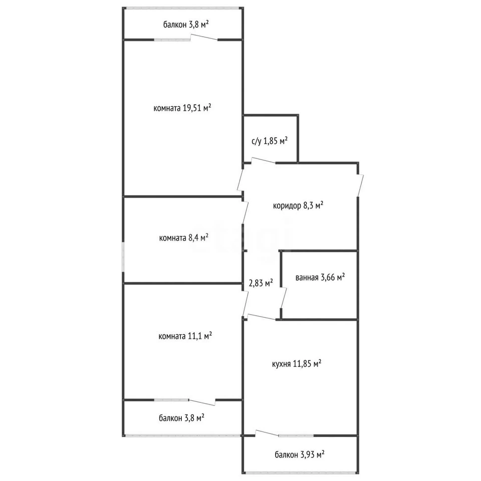3-к квартира, 67.5м² (улица Героя А.А. Аверкиева, 21) - миниатюра 20