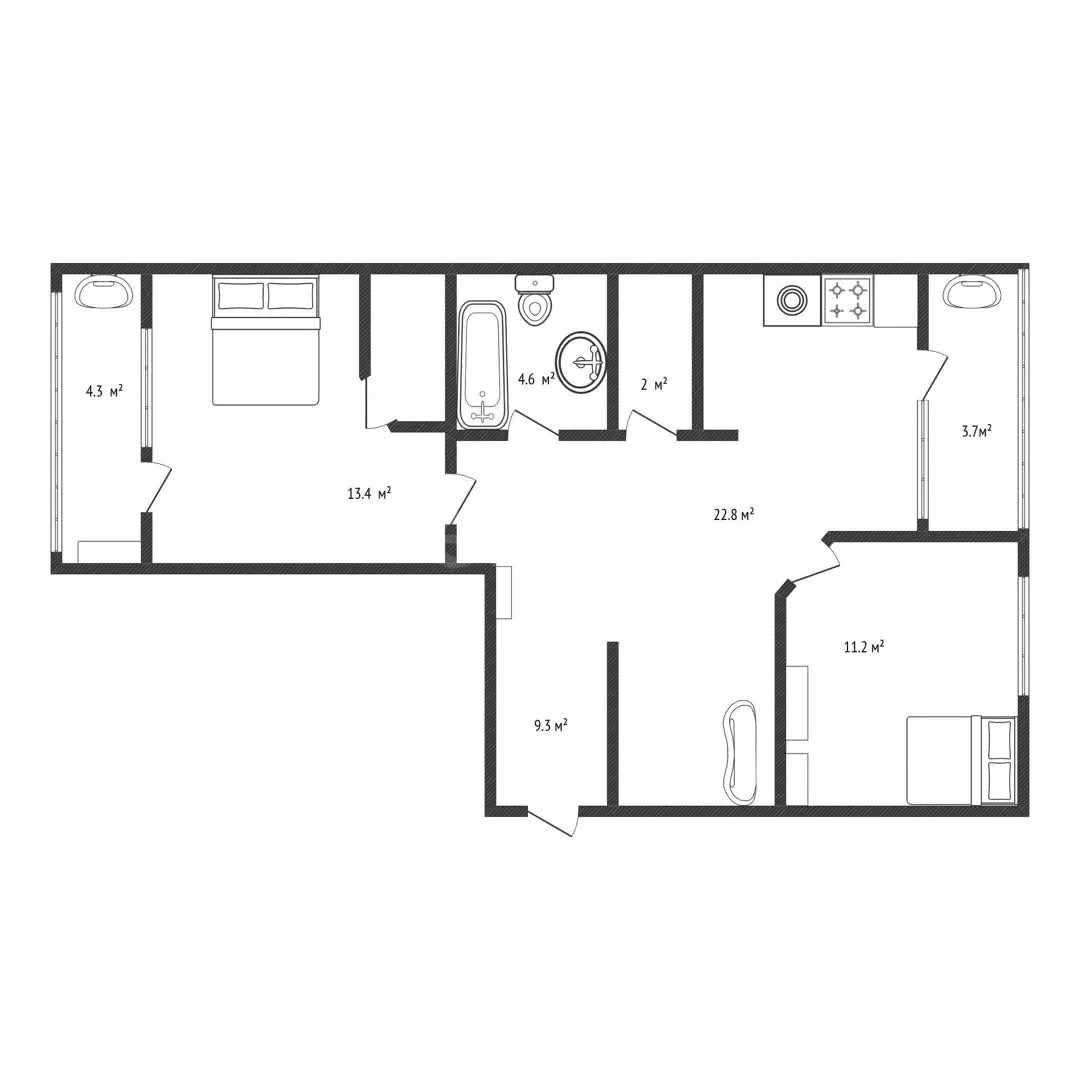 3-к квартира, 65.7м² (Колхозная улица, 5) - миниатюра 18