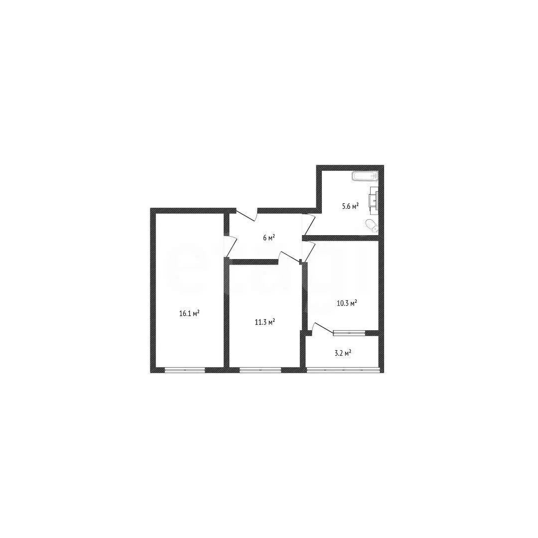 2-к квартира, 49.3м² (улица Петра Метальникова, 40) - изображение 1