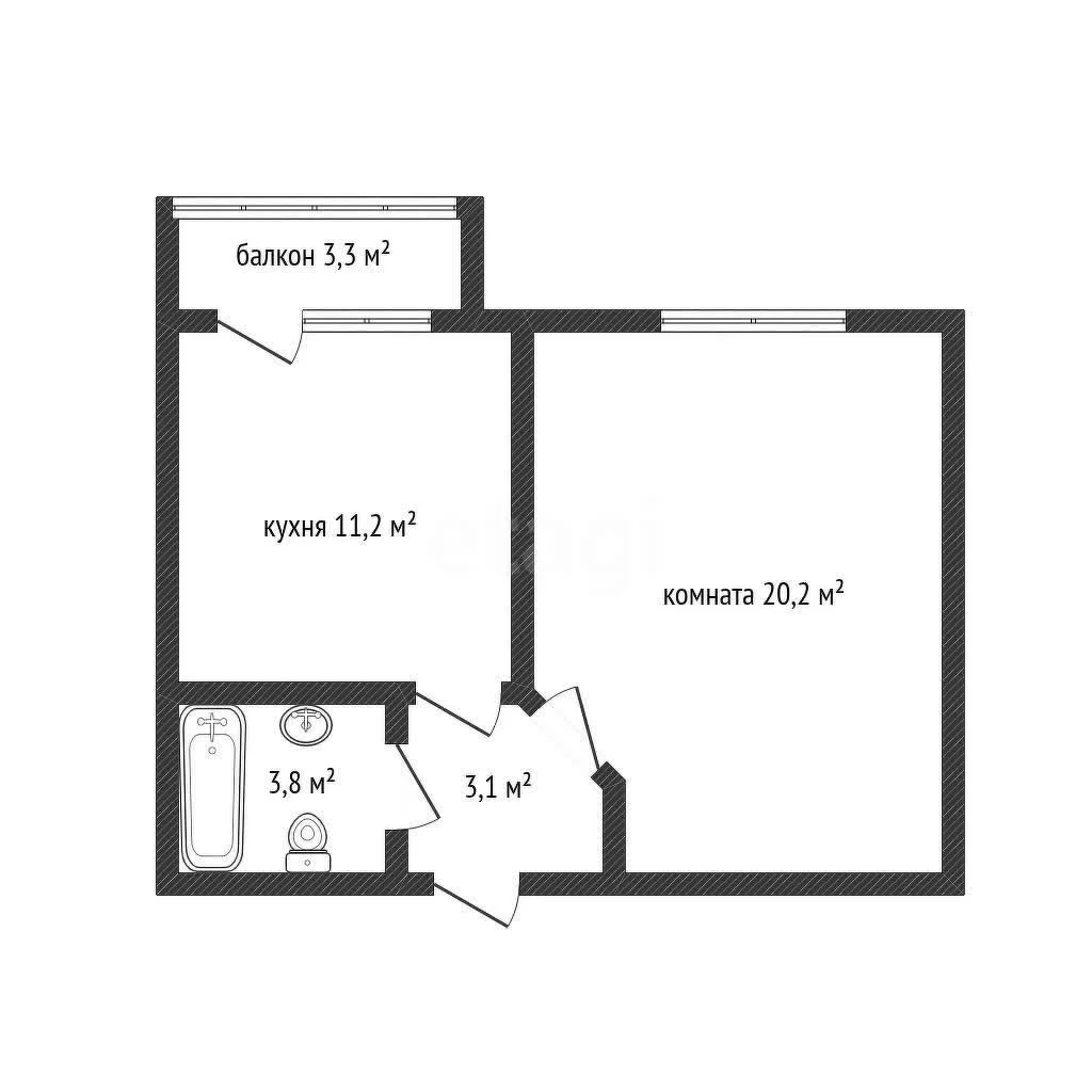 1-к квартира, 38.3м² (Бжегокайская улица, 90/5к2) - миниатюра 10