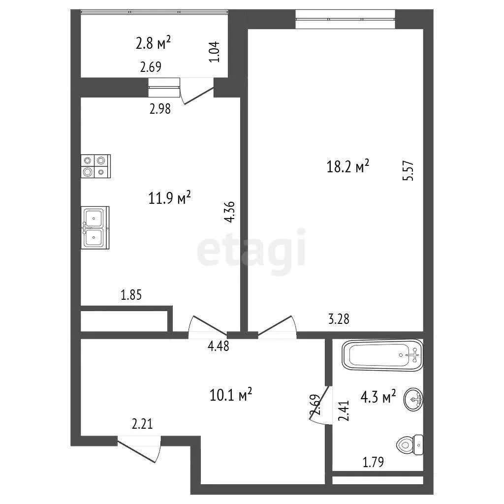 1-к квартира, 44.5м² (улица Леонида Лаврова, 8к1) - миниатюра 15