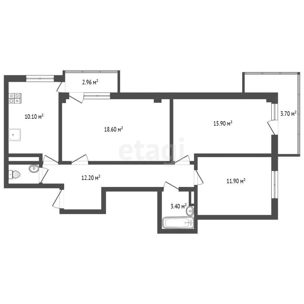 3-к квартира, 74.7м² (Венецианская улица, 10) - миниатюра 39