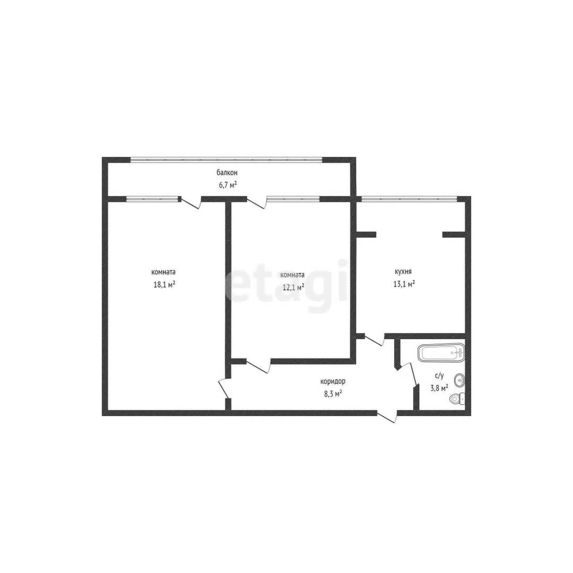 2-к квартира, 55.4м² (улица имени Сергея Есенина, 82/3) - миниатюра 18