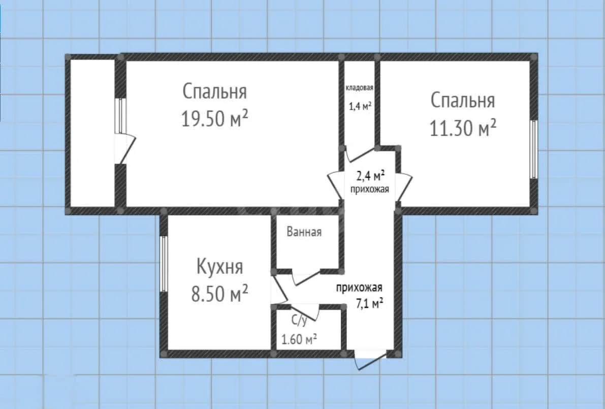 2-к квартира, 54.5м² (Ставропольская улица, 168) - миниатюра 20