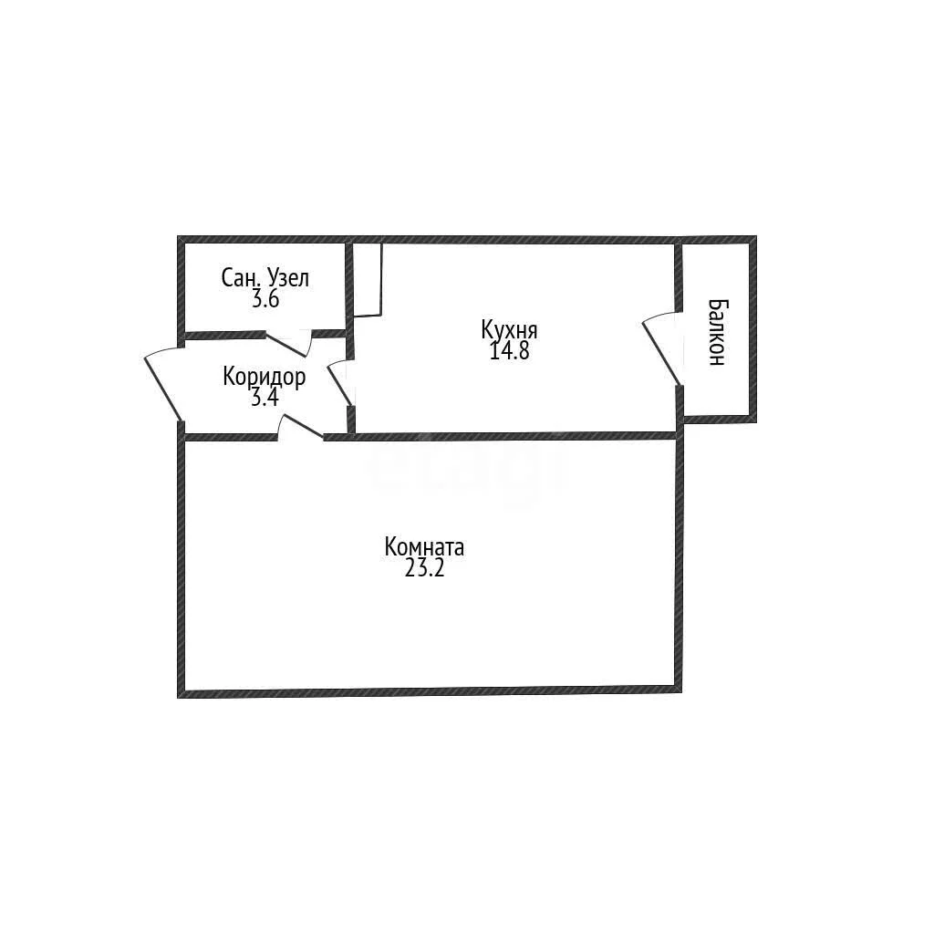 1-к квартира, 45м² (Солнечная улица, 57к5) - миниатюра 7