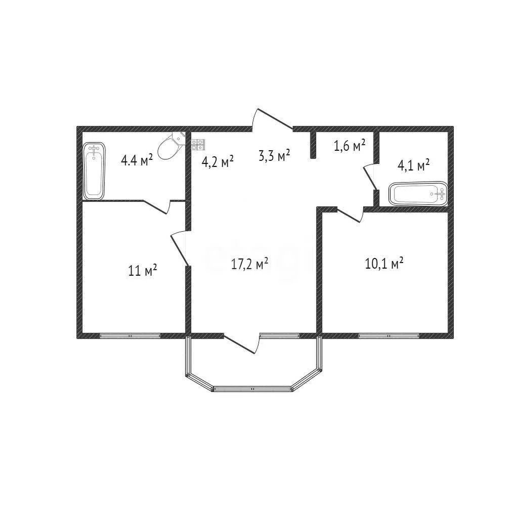 2-к квартира, 55.9м² (улица имени Генерала Корнилова, 14) - миниатюра 24