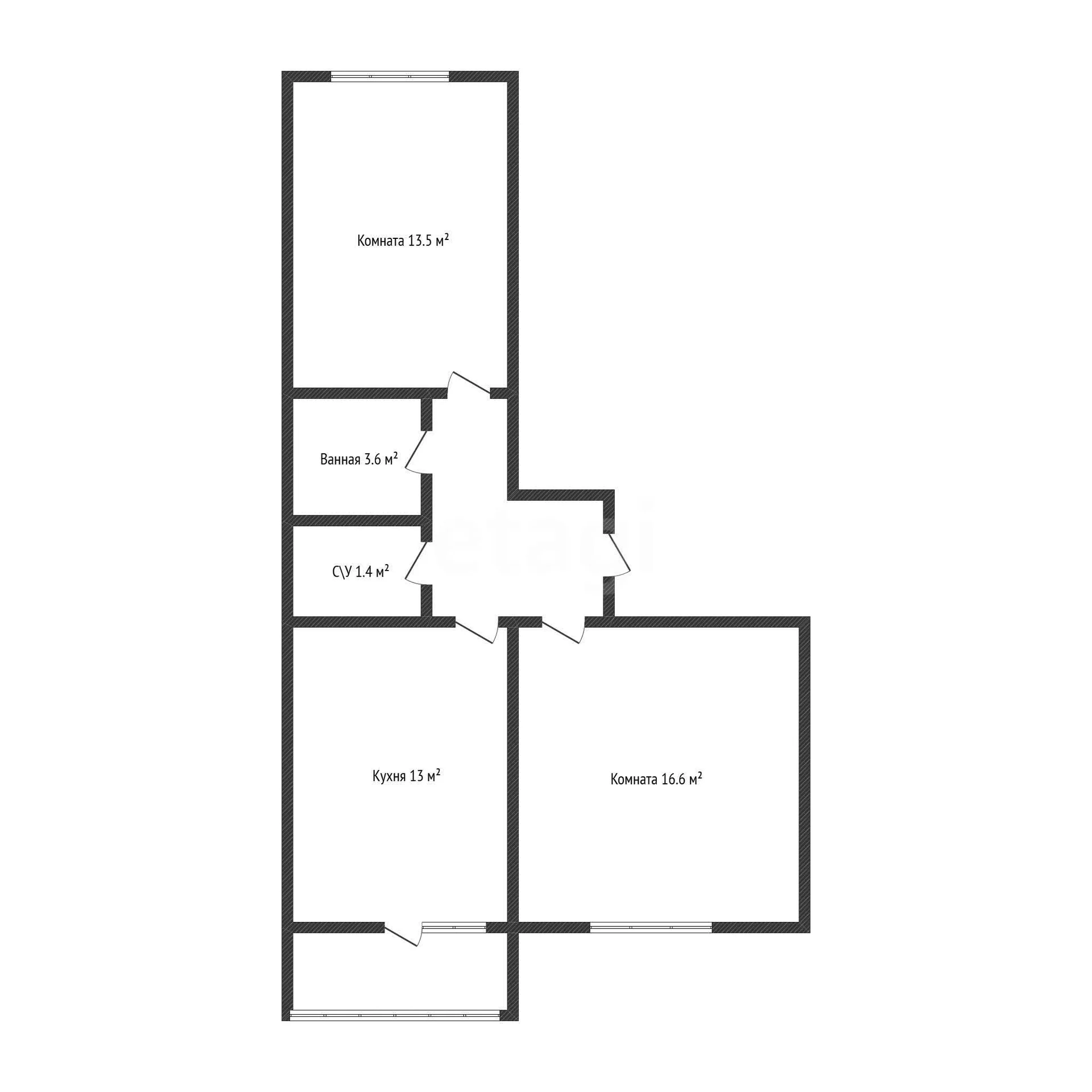 2-к квартира, 53.9м² (Конгрессная улица, 13) - изображение 1