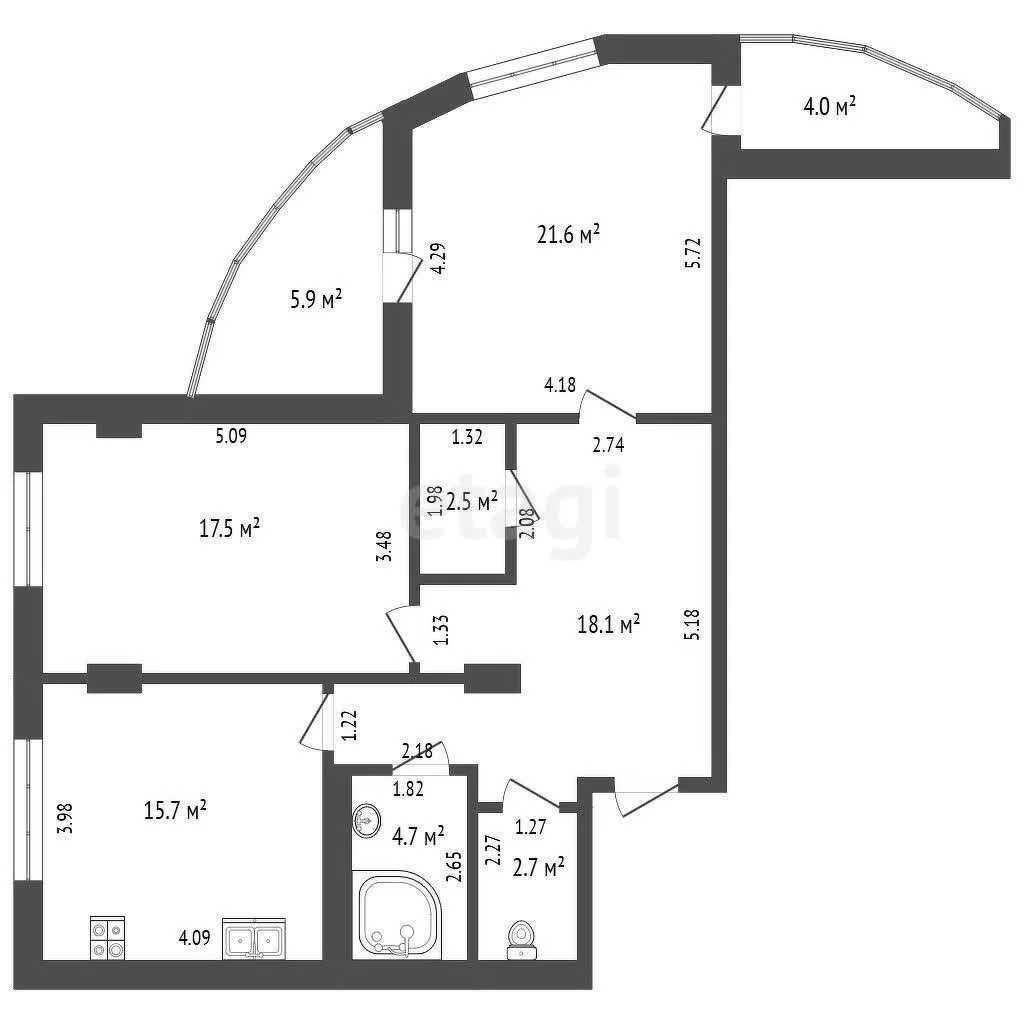 2-к квартира, 83м² (Кожевенная улица, 24) - миниатюра 37