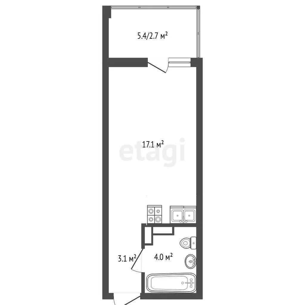 Студия, 24.4м² (, 2/1) - миниатюра 19