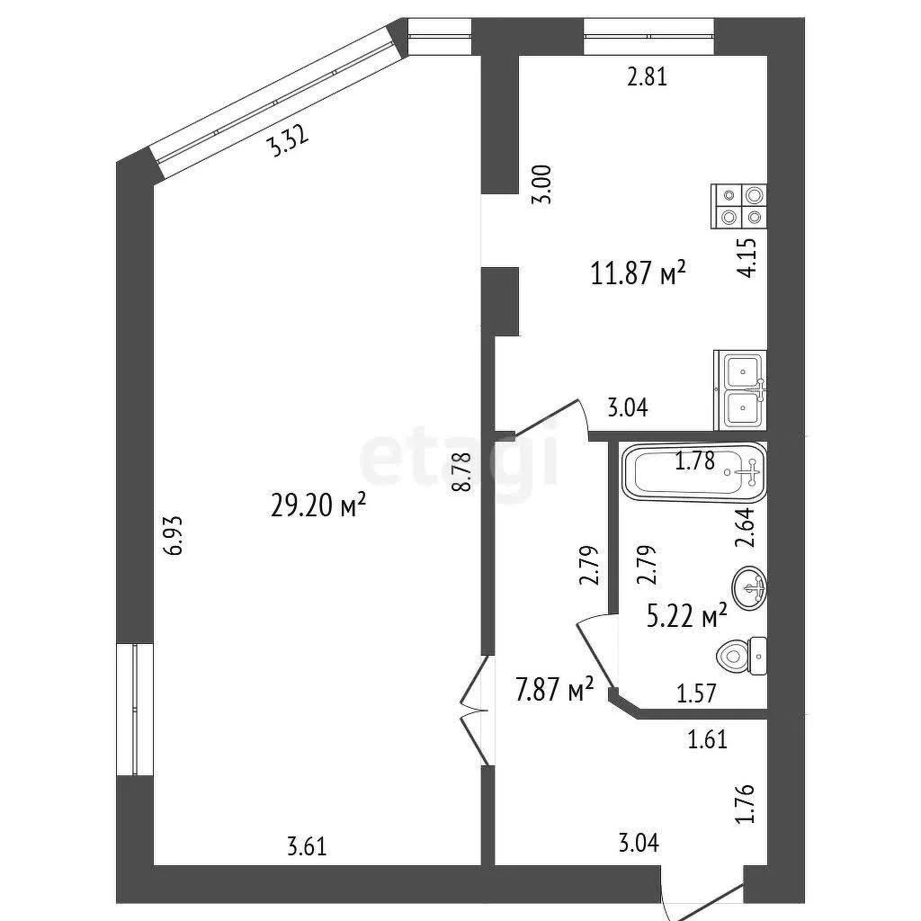 2-к квартира, 54.1м² (улица Ратной Славы, 40) - миниатюра 20