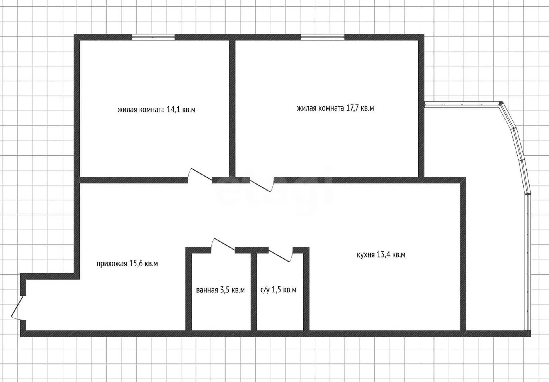 2-к квартира, 67.5м² (улица Ковалёва, 48) - миниатюра 36