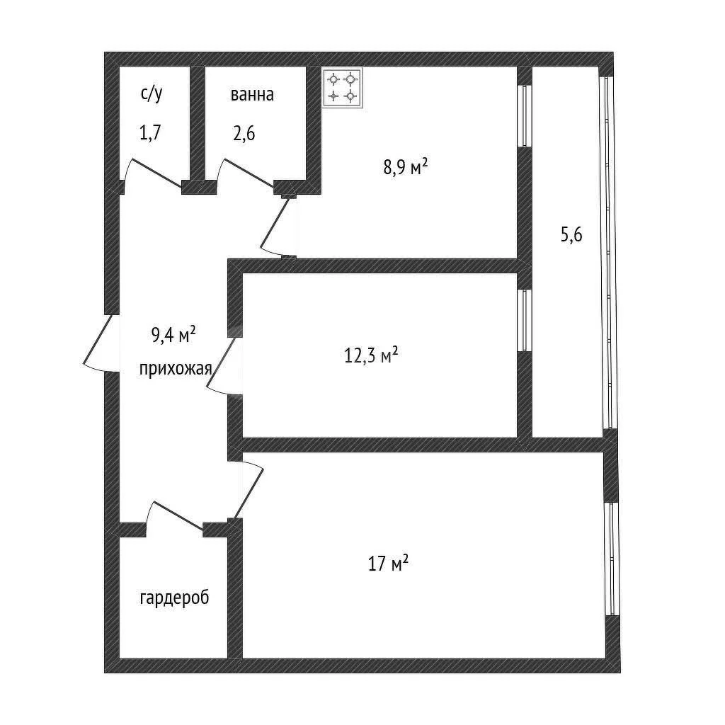 2-к квартира, 54.4м² (3-я Трудовая улица, 1/3) - миниатюра 2