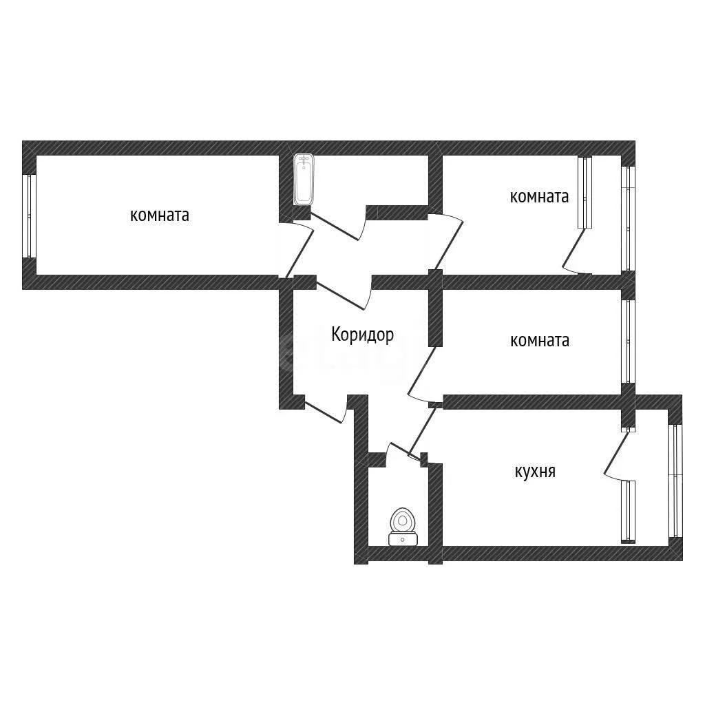 3-к квартира, 73.6м² (улица имени Николая Семеновича Котлярова, 10) - миниатюра 10