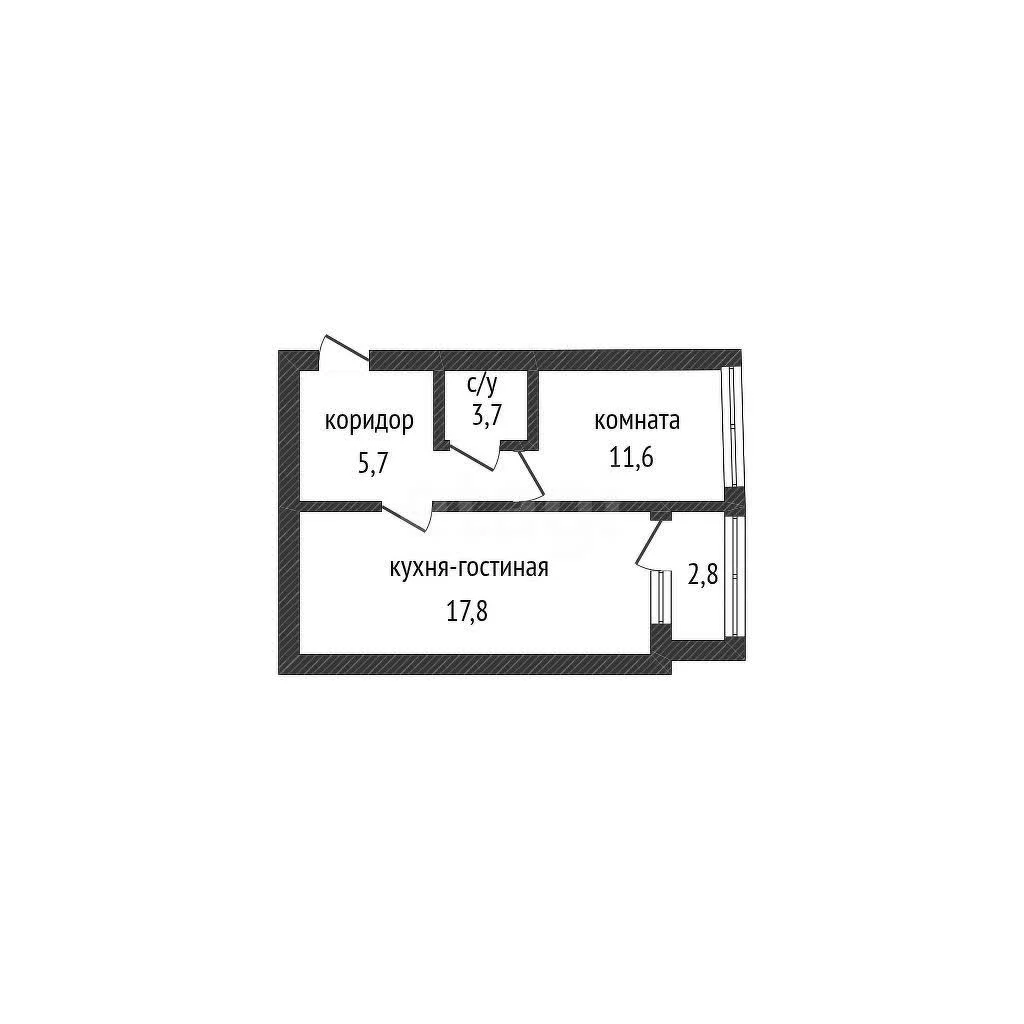 1-к квартира, 39м² (улица имени Сергея Есенина, 98) - миниатюра 7