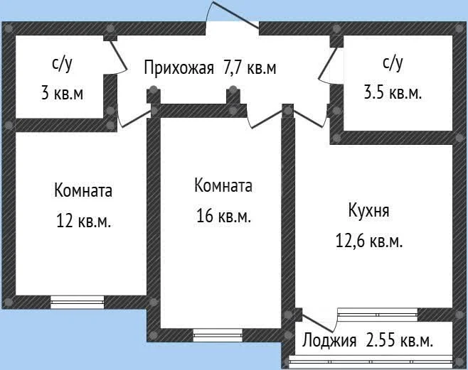 2-к квартира, 56.8м² (улица имени Генерала Корнилова, 9к1) - миниатюра 23