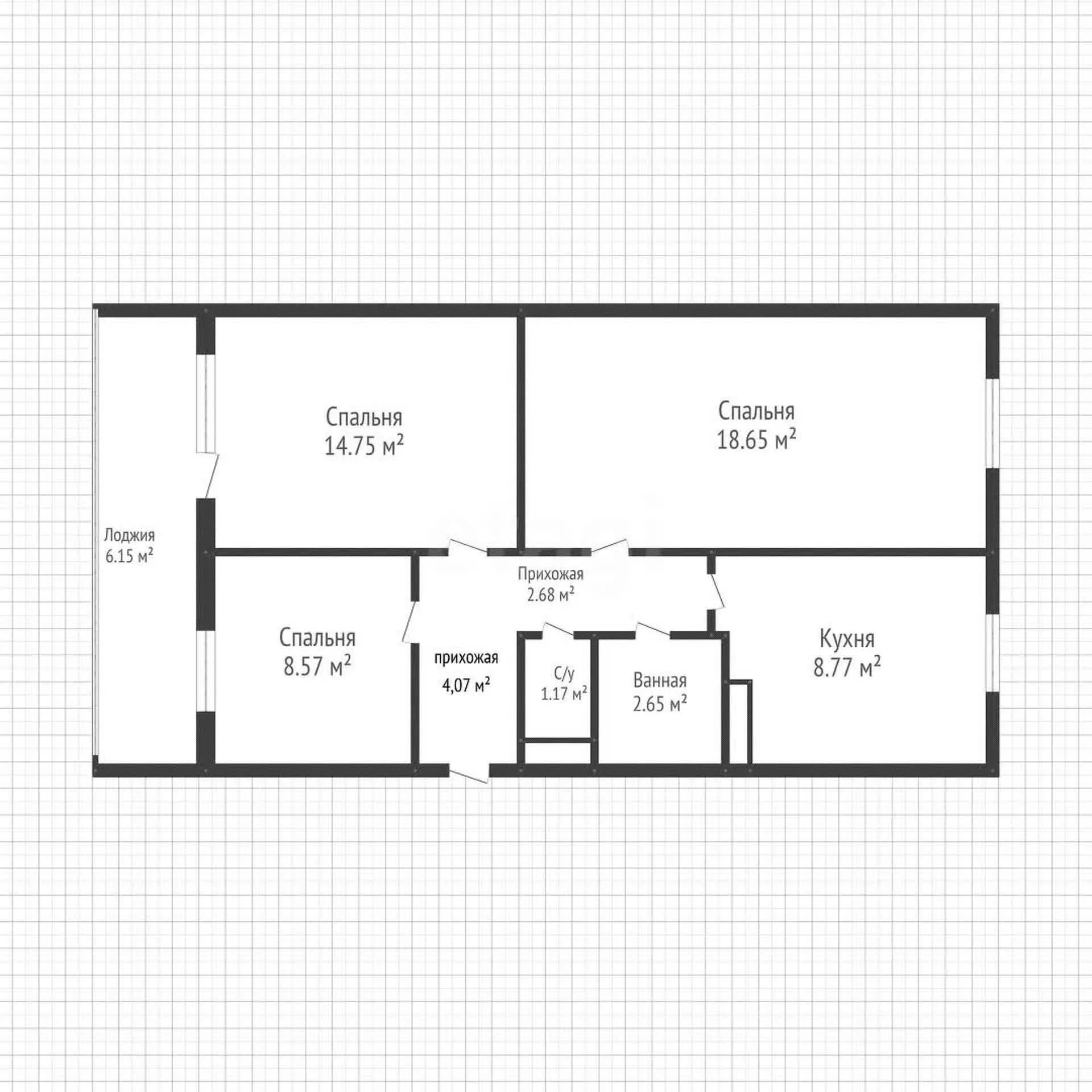 3-к квартира, 61.31м² (Наримановская улица, 52) - миниатюра 27