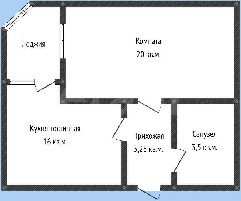 1-к квартира, 39.6м² (Российская улица, 257/7) - изображение 1