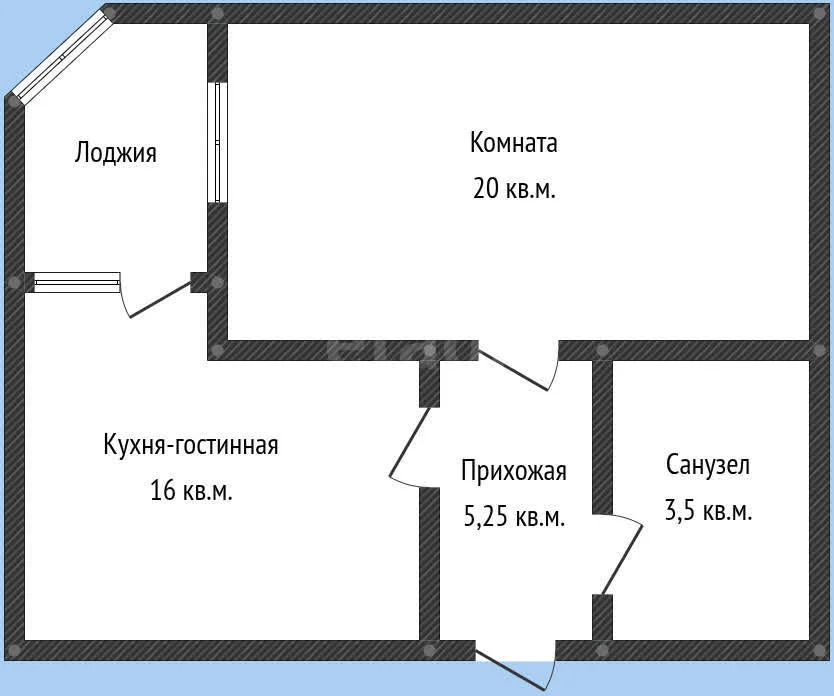 1-к квартира, 39.6м² (Российская улица, 257/7) - миниатюра 11