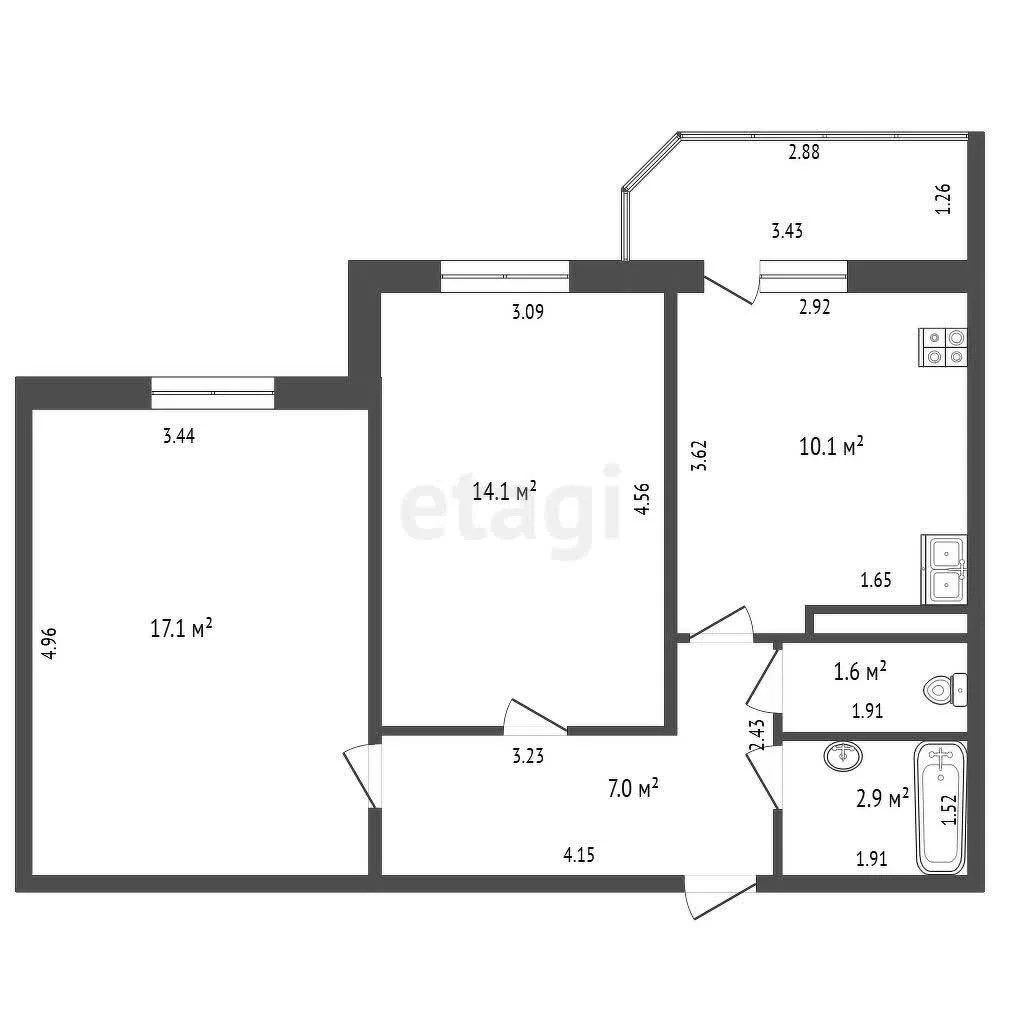 2-к квартира, 52.8м² (3-я Целиноградская улица, 2) - миниатюра 33