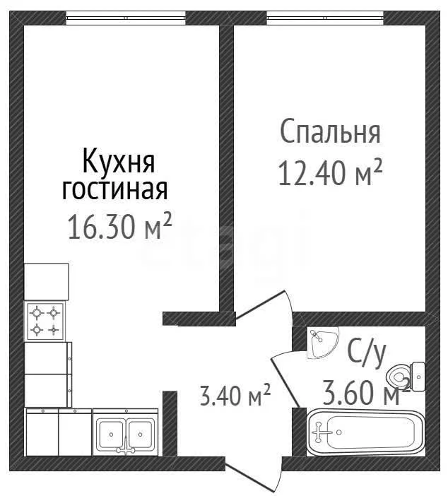 1-к квартира, 35.3м² (улица Ивана Беличенко, 86к2) - миниатюра 31
