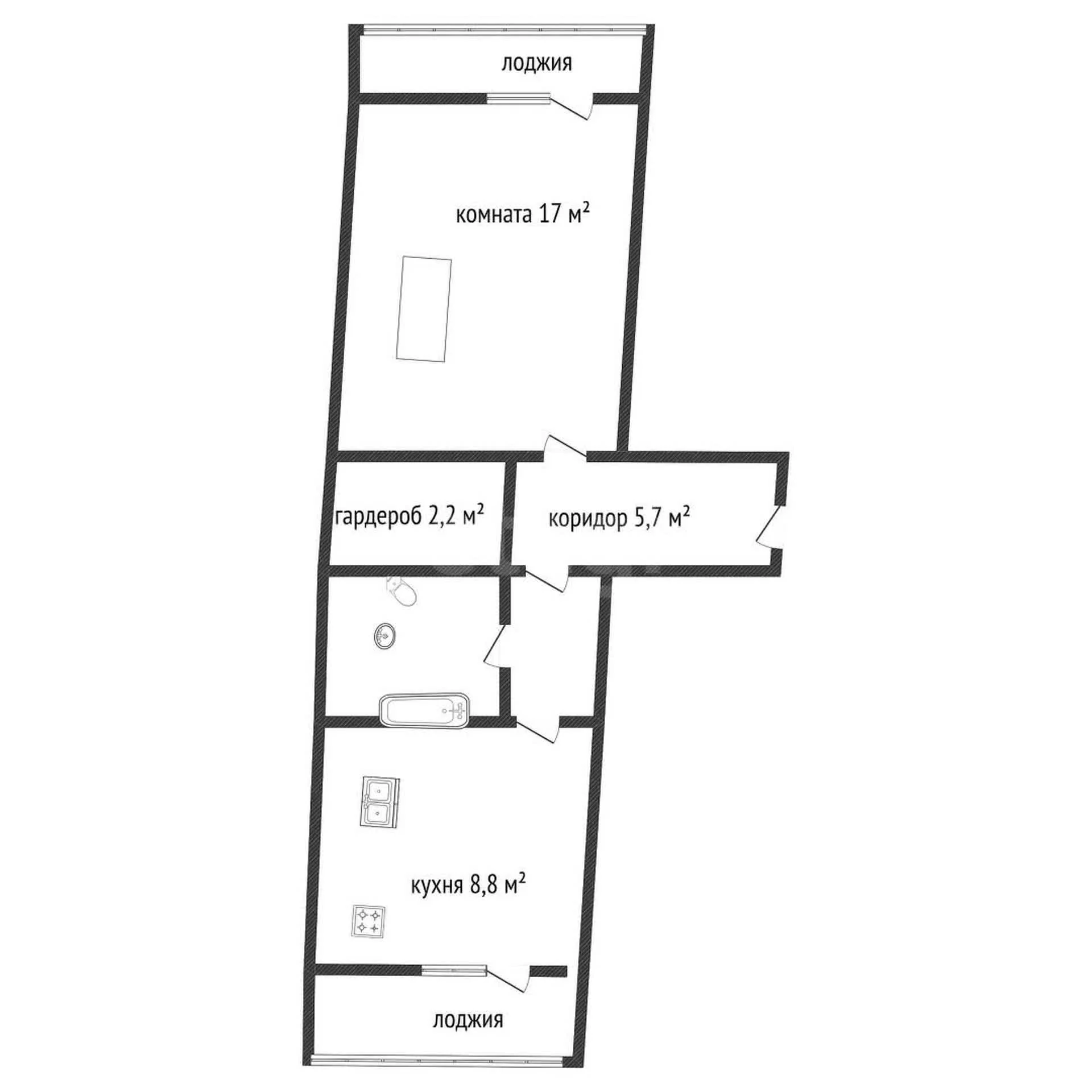 1-к квартира, 39.3м² (улица Гидростроителей, 28) - миниатюра 15
