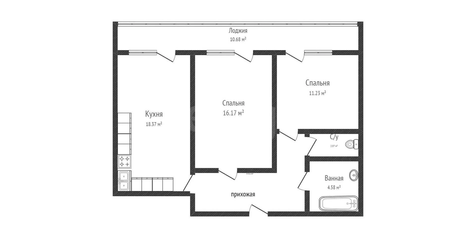 2-к квартира, 57.7м² (Ярославская улица, 115к1) - миниатюра 28