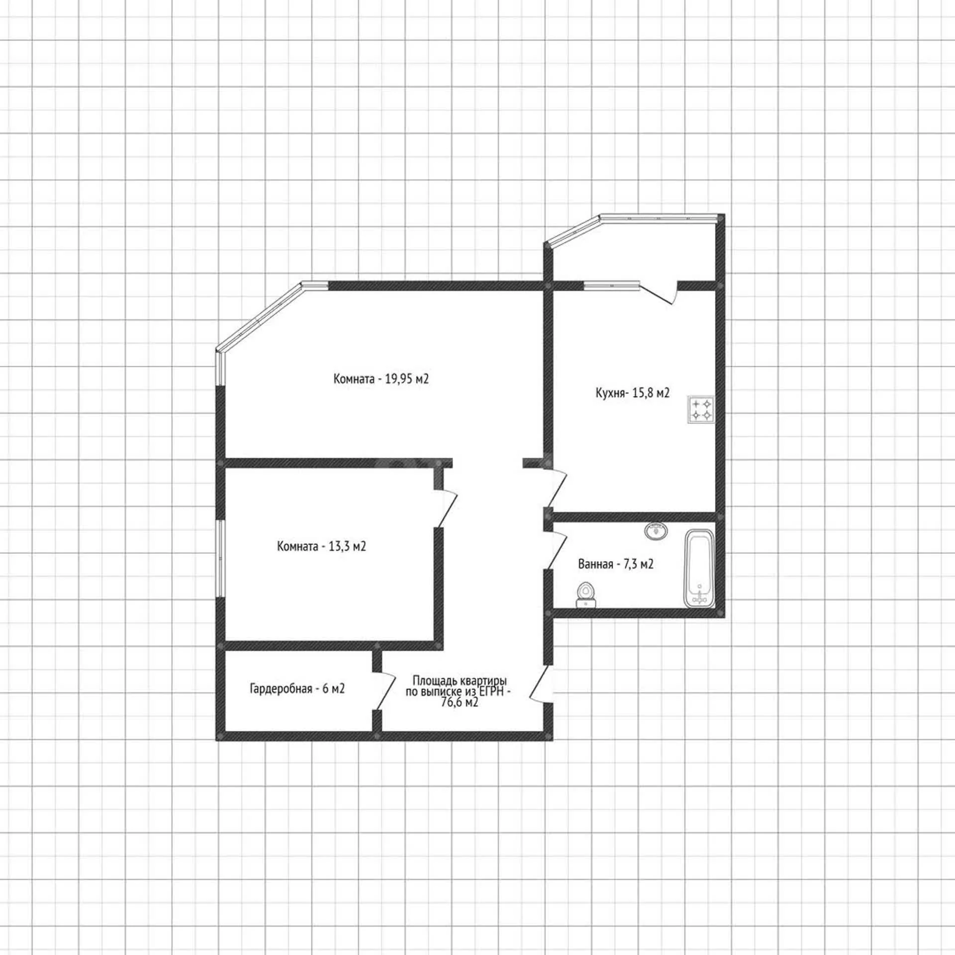 2-к квартира, 76.6м² (улица Филатова, 19/2) - миниатюра 27
