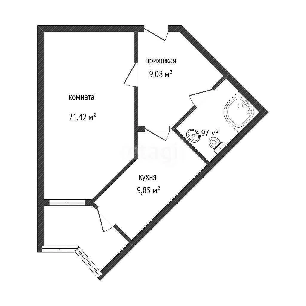 1-к квартира, 45.8м² (улица Стасова, 10) - миниатюра 22