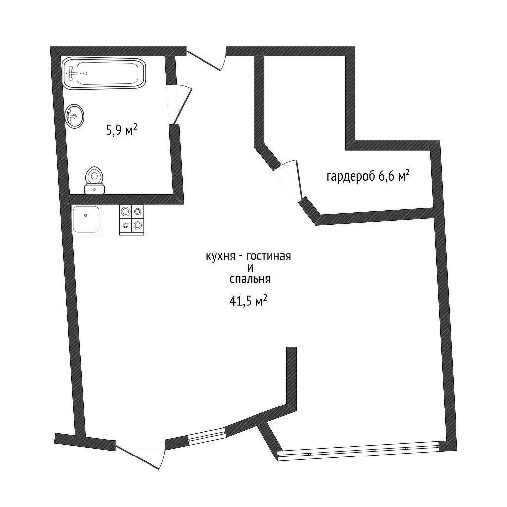 1-к квартира, 50.9м² (Ставропольская улица, 207/1) - миниатюра 31