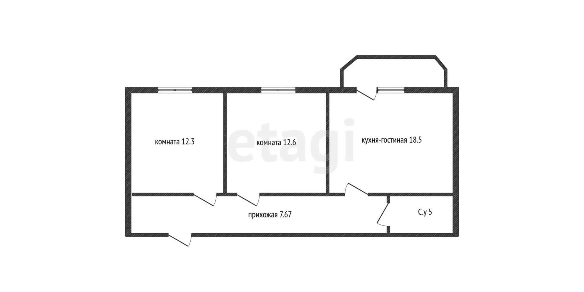 2-к квартира, 58.5м² (Тургеневское шоссе, 25) - миниатюра 9
