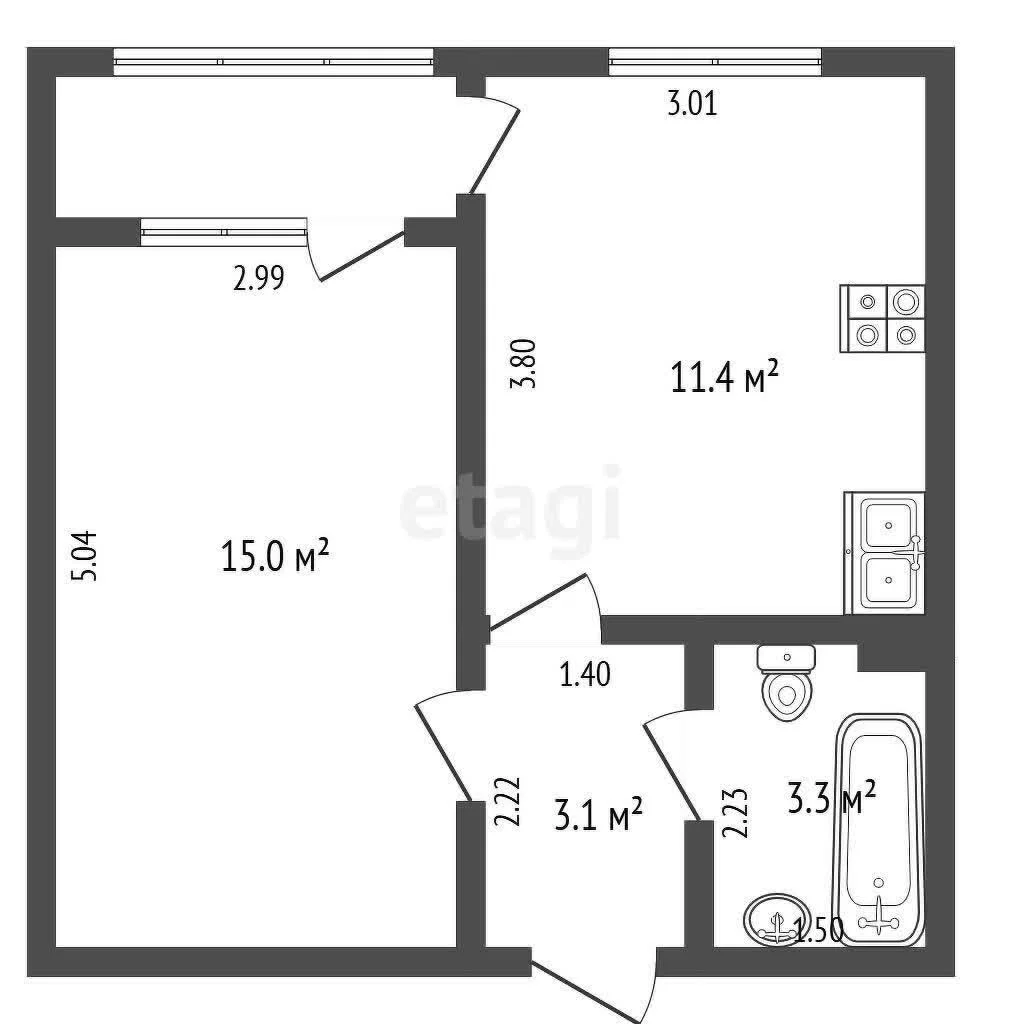 1-к квартира, 32.8м² (улица имени 75-летия Победы, 26/1) - миниатюра 15