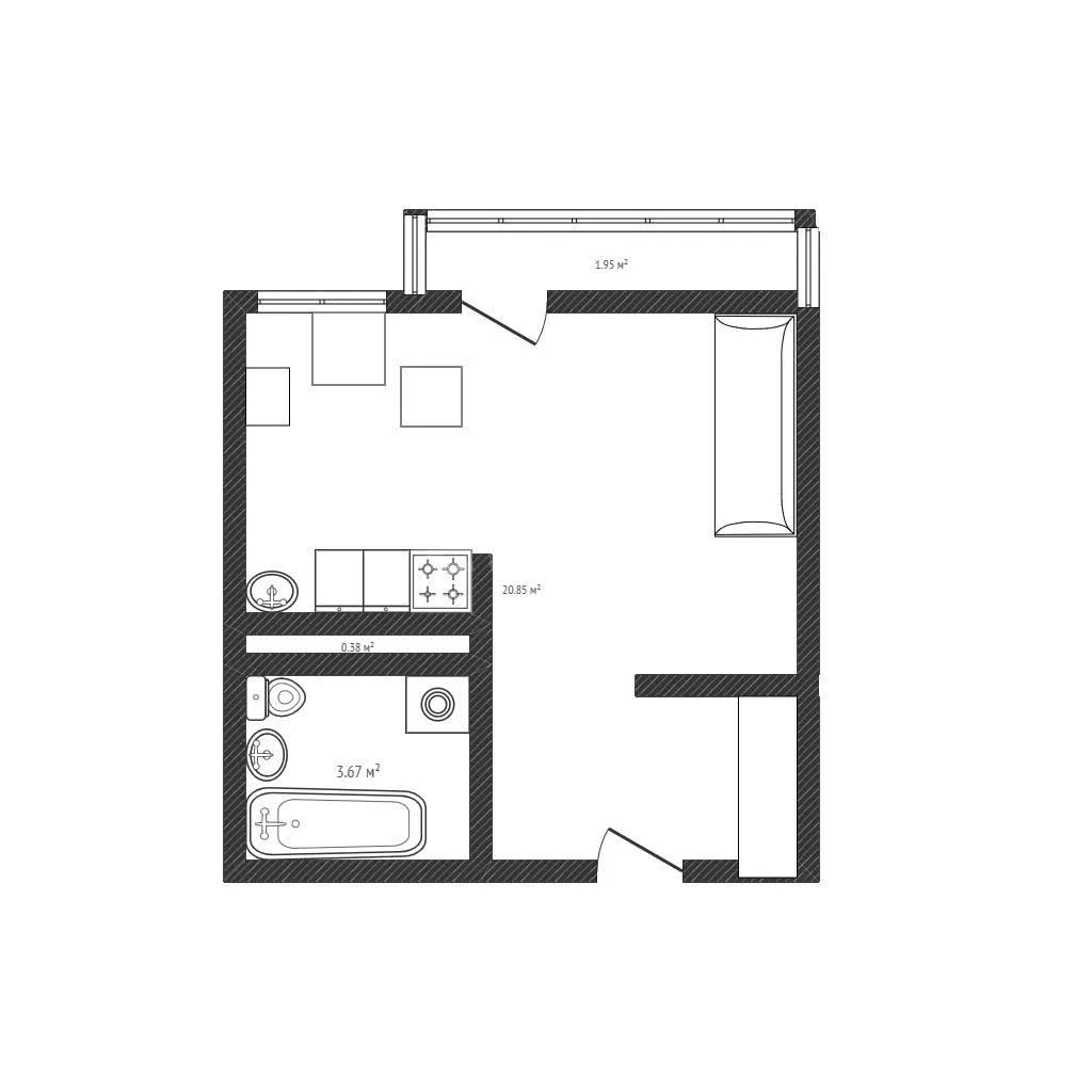 Студия, 26.7м² (Конгрессная улица, 23) - миниатюра 12