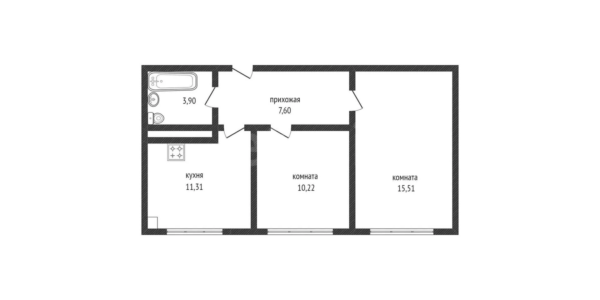 2-к квартира, 48.8м² (Береговая улица, 1к4) - миниатюра 2