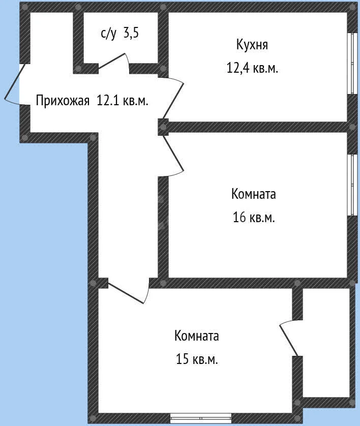 2-к квартира, 60.3м² (улица имени М.Е. Соколова, 86к2) - миниатюра 13