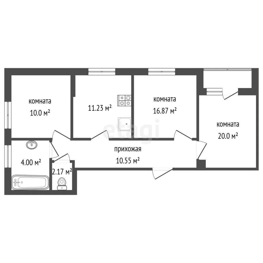 3-к квартира, 61.9м² (улица имени Туполева А.Н., 4) - миниатюра 11