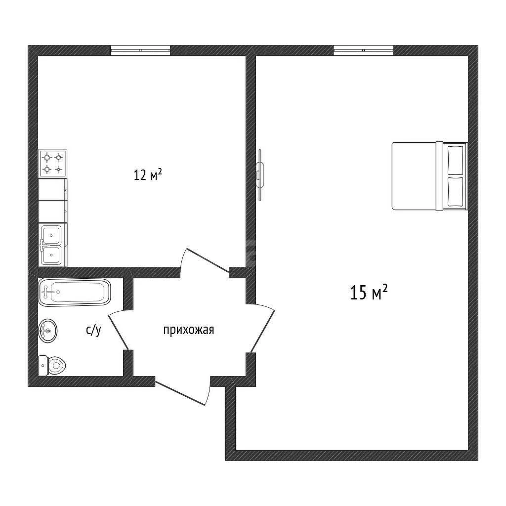 1-к квартира, 34.3м² (Ленинский переулок, 13) - миниатюра 8