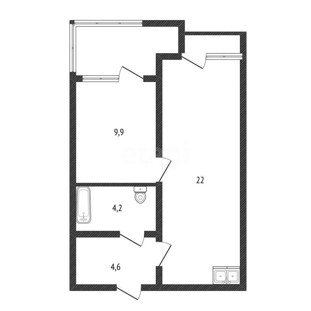 1-к квартира, 40.1м² (Степная улица, 1/1с5) - миниатюра 16