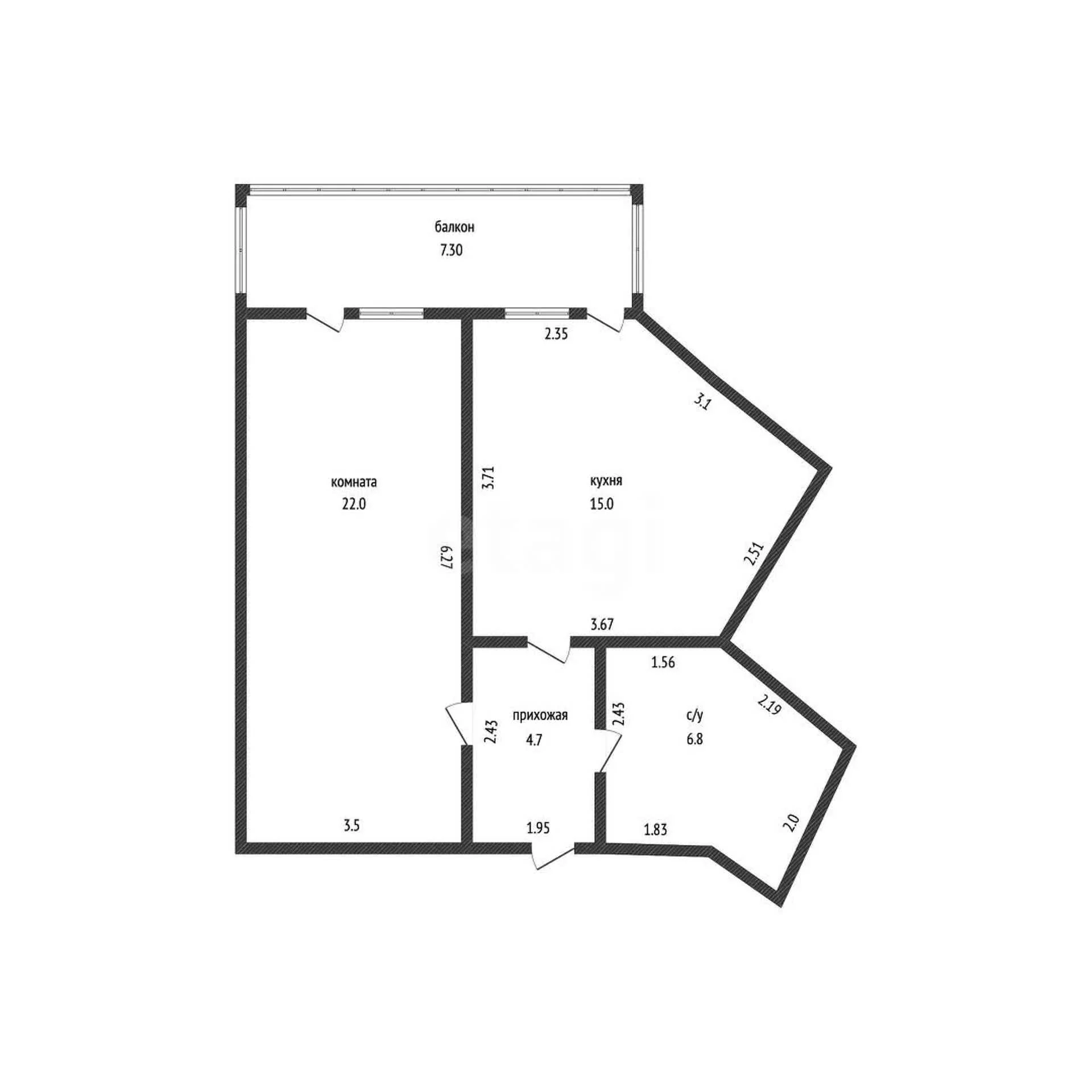 1-к квартира, 48.5м² (Кожевенная улица, 28) - миниатюра 13