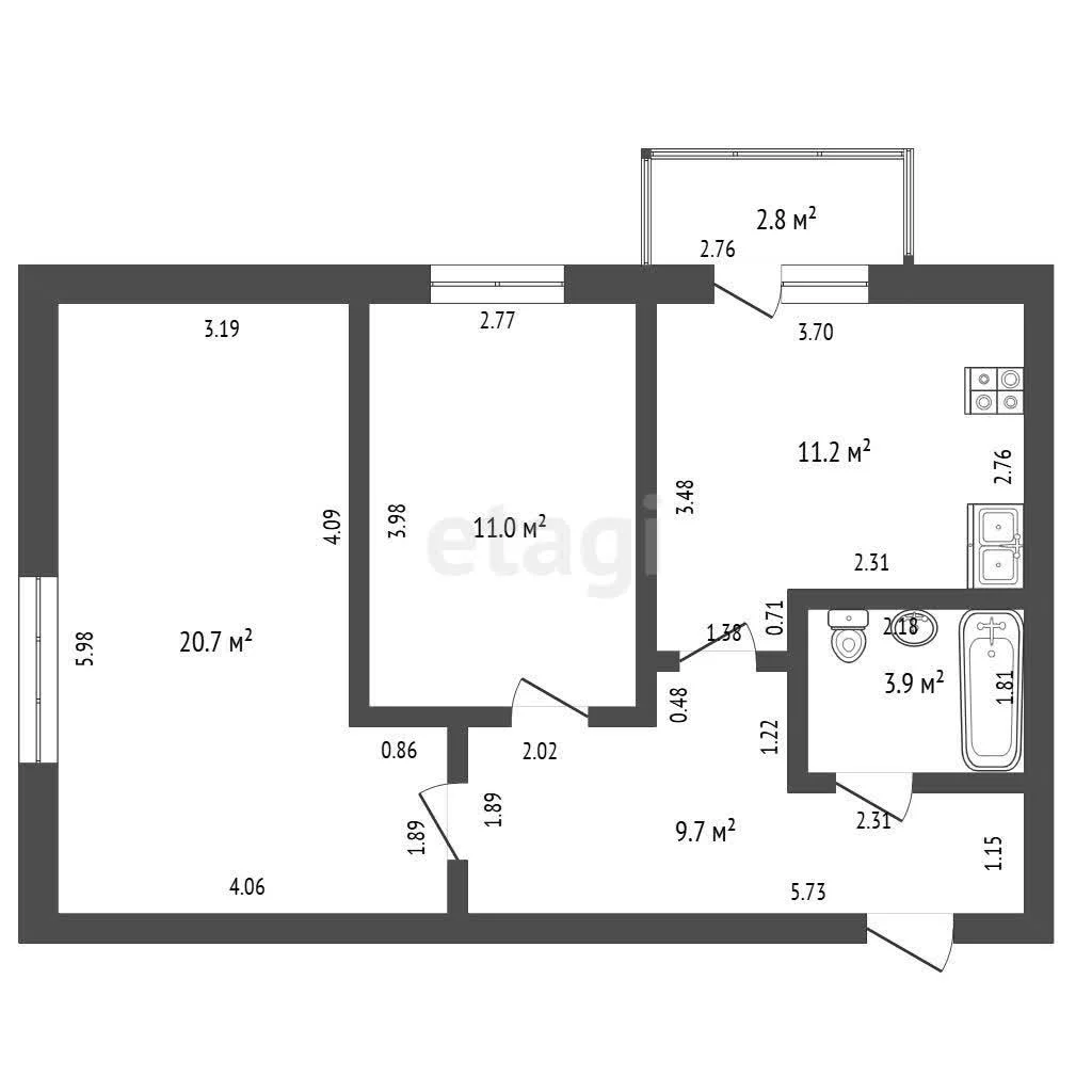 2-к квартира, 56.5м² (проезд Серова, 50) - миниатюра 28