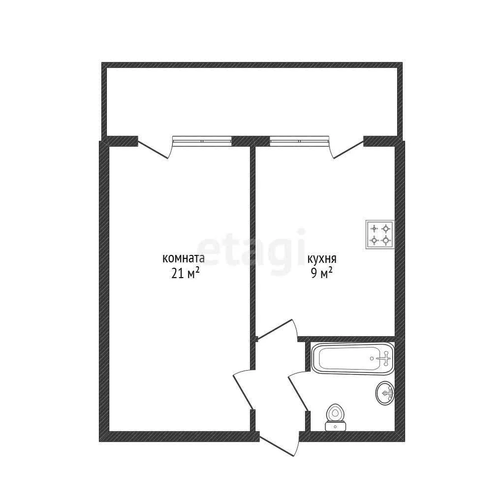 1-к квартира, 35.8м² (улица Шевцова, 36/1) - миниатюра 7
