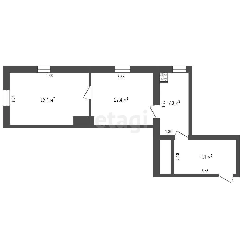 2-к квартира, 41.6м² (улица Коммунаров, 58) - миниатюра 13
