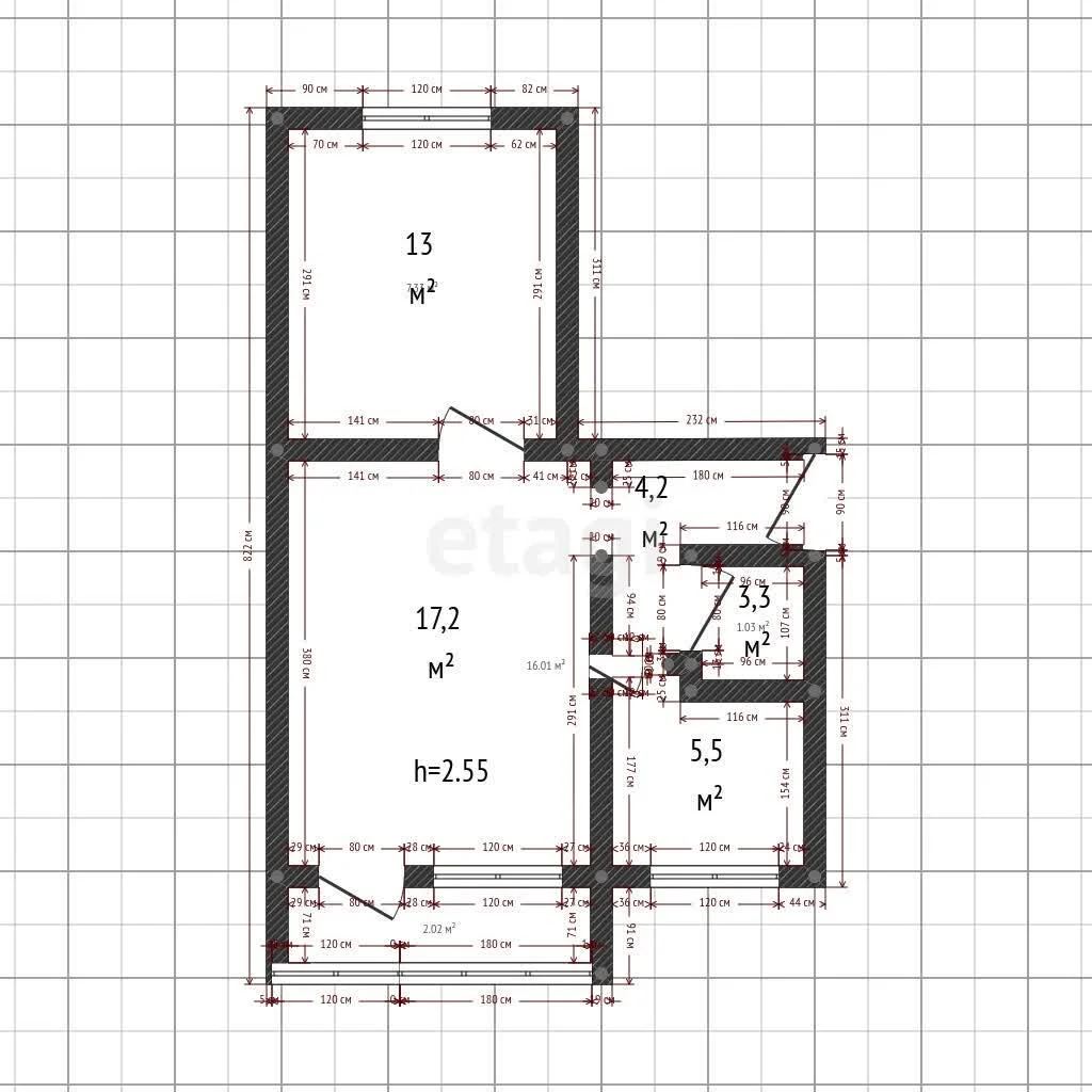 2-к квартира, 47м² (улица Археолога Анфимова, 19) - миниатюра 14