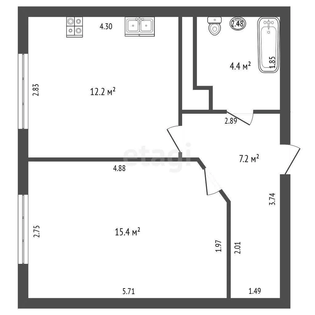 1-к квартира, 39.2м² (улица Тургеневское шоссе, 3б/41) - миниатюра 25