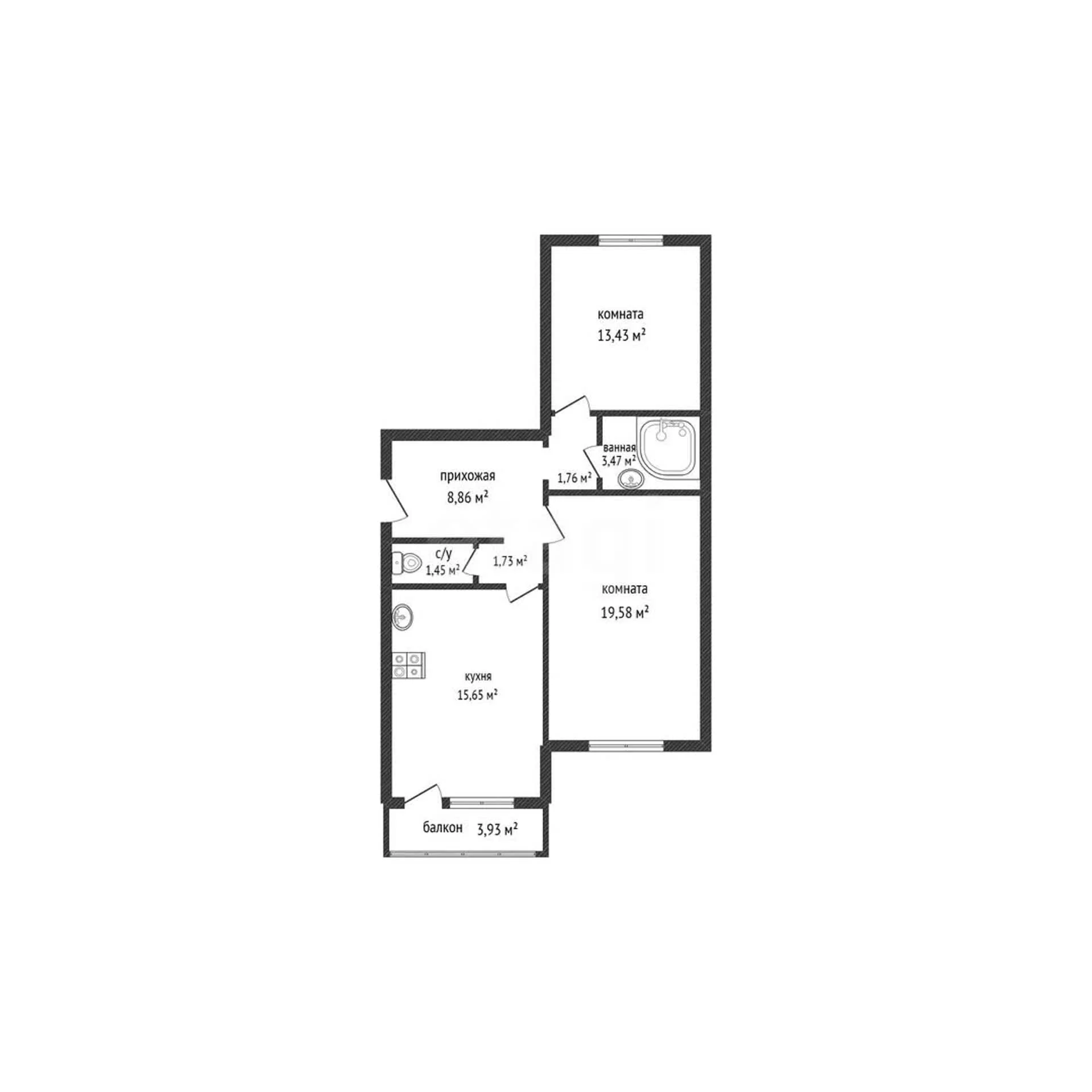 2-к квартира, 65.93м² (улица Монтажников, 5) - миниатюра 27