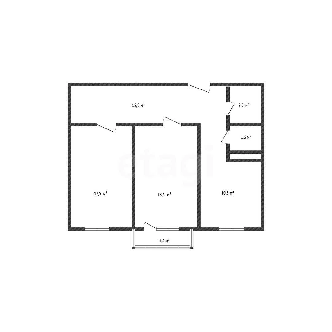2-к квартира, 65м² (улица имени Валерия Гассия, 4/7к3) - изображение 1