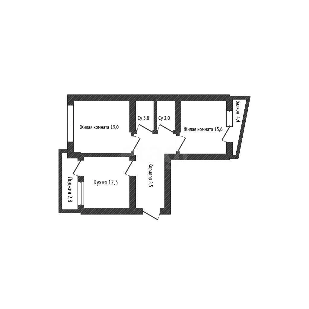 2-к квартира, 61.2м² (улица имени Дмитрия Благоева, 31к1) - миниатюра 17
