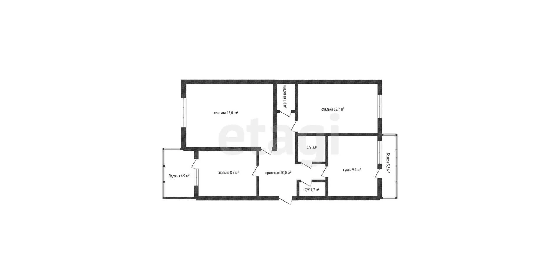 3-к квартира, 64.6м² (улица Ленина, 88) - миниатюра 14