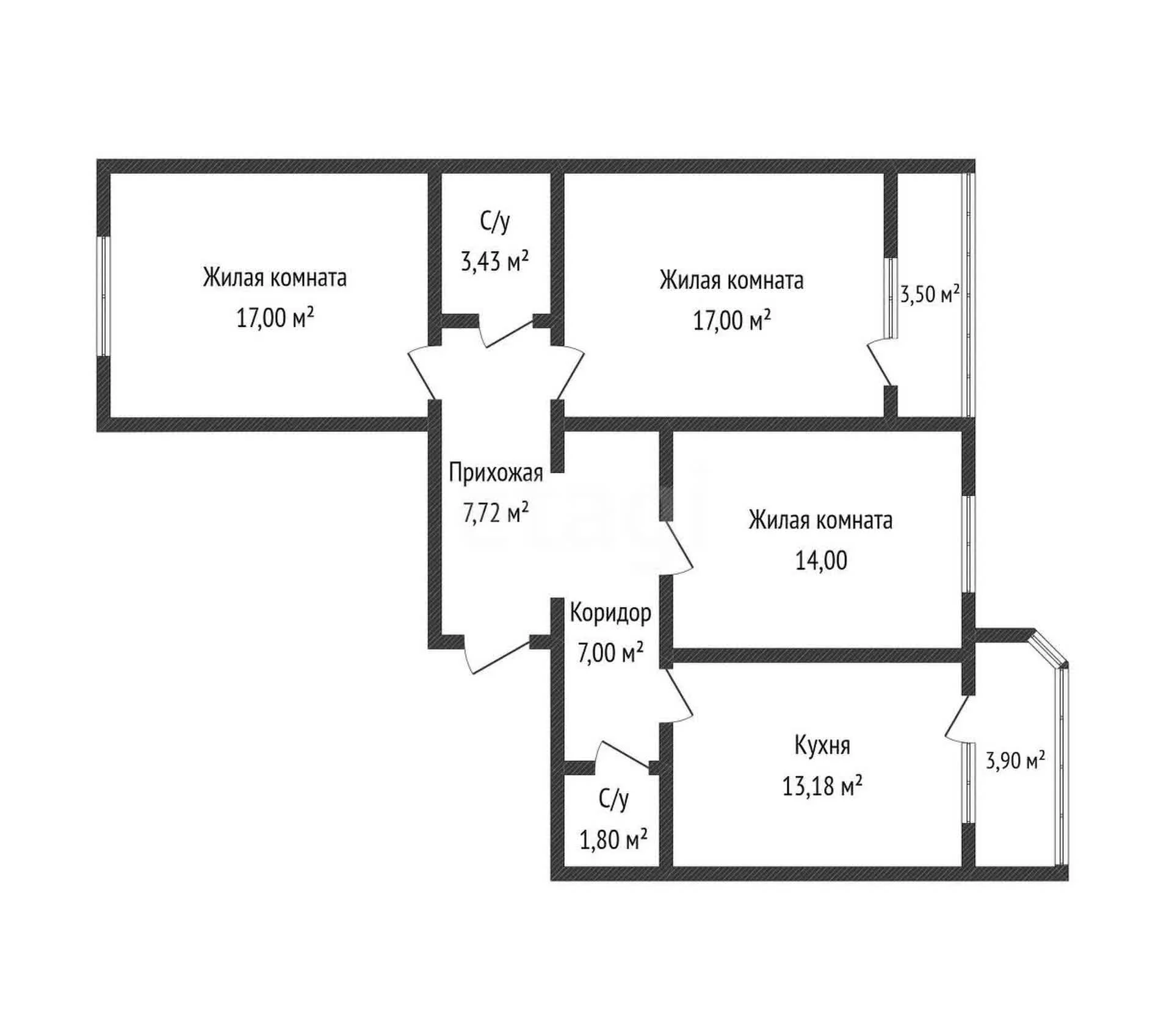 3-к квартира, 81.1м² (Зиповская улица, 46) - миниатюра 43