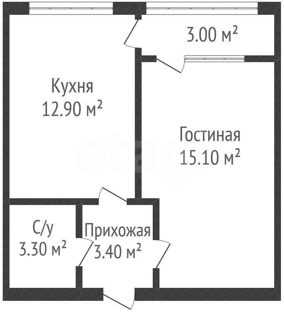 1-к квартира, 34.8м² (улица Ивана Беличенко, 97) - миниатюра 2